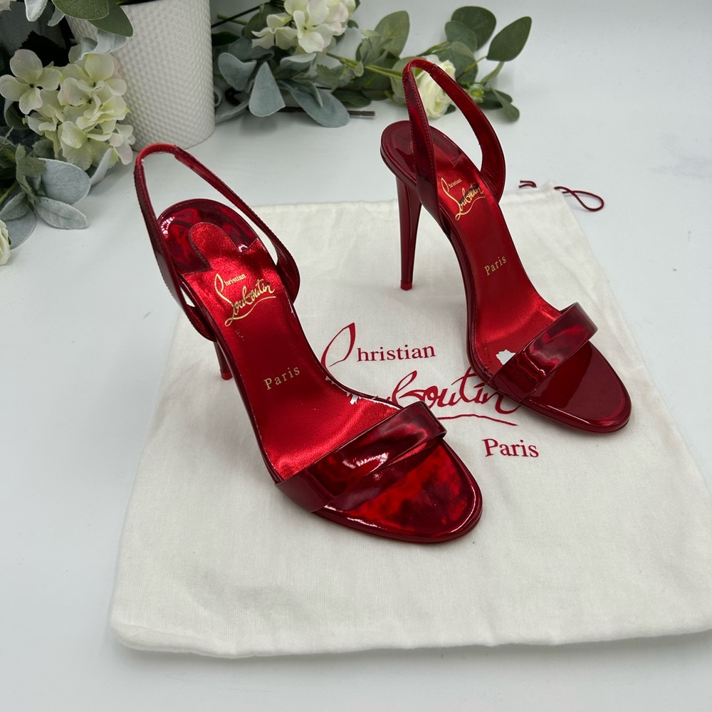 Women’s Christian Louboutin, Astrid, 100 slingback sandals, size 37.5.